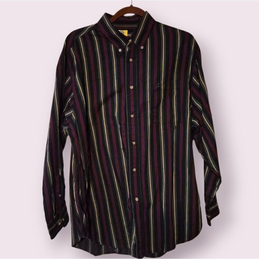 Duck Head Striped Button Up Long Sleeve Shirt Mens L Vintage Preppy Trad Ivy EUC